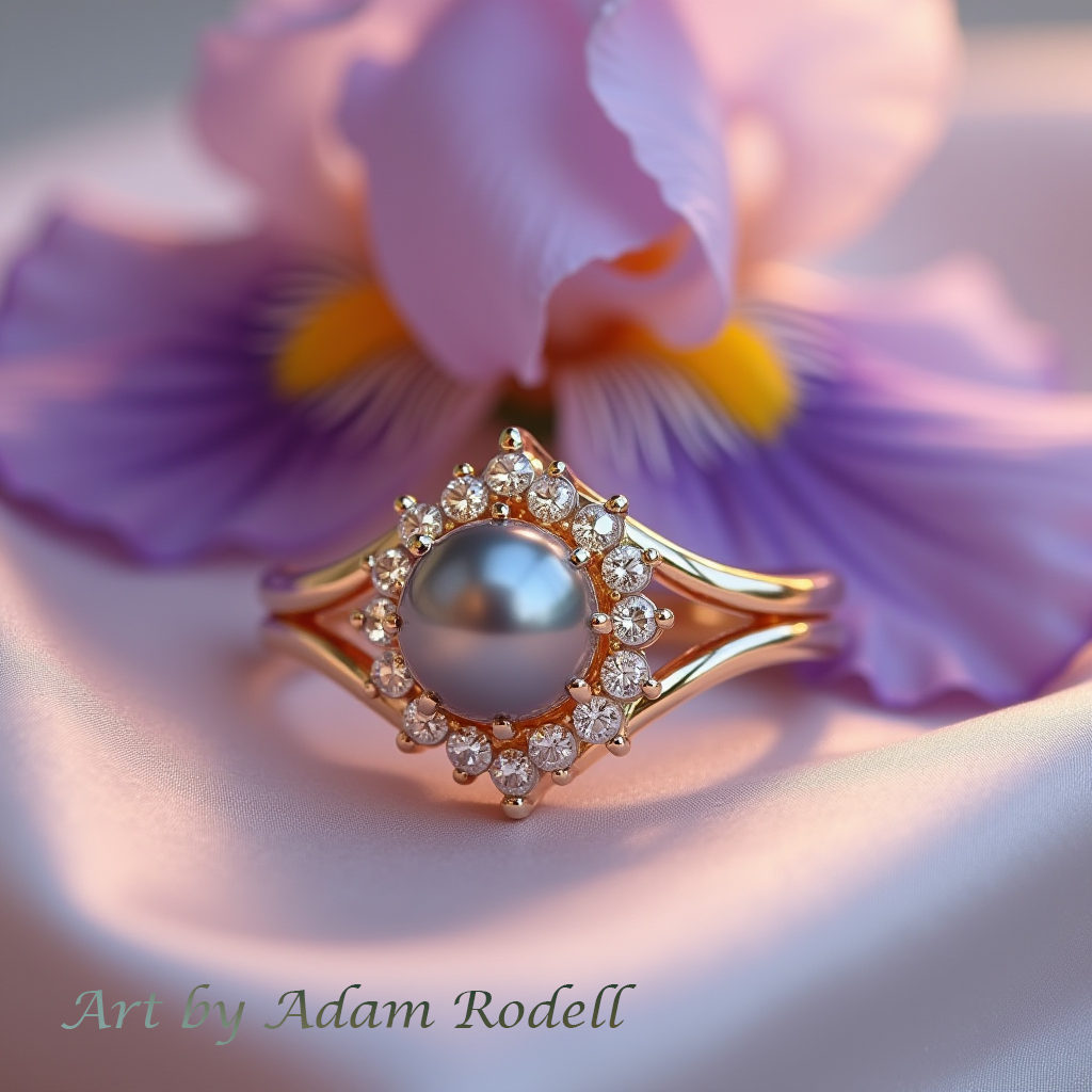 Yellow Gold Ring with Pearl