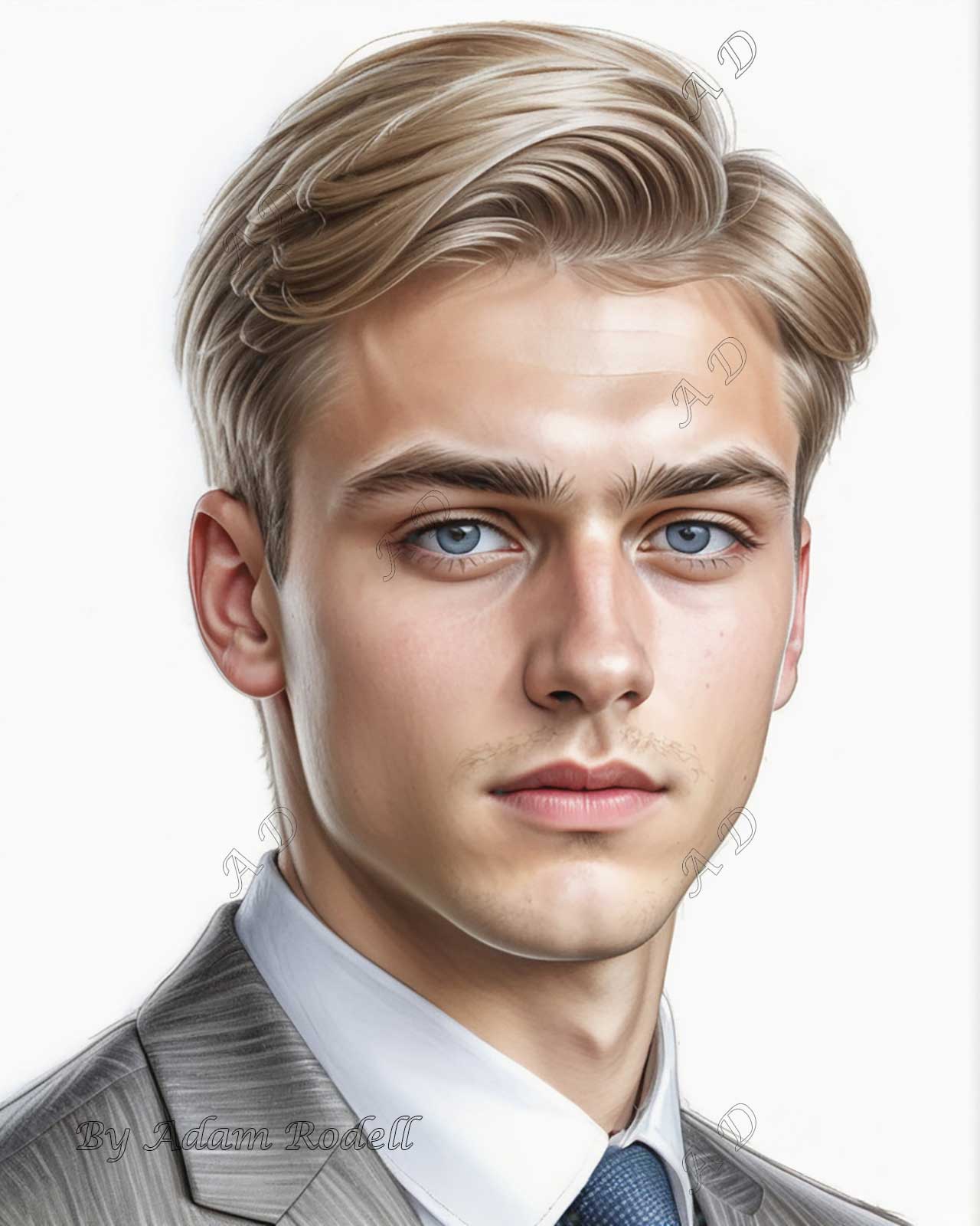 PORTRAITS OF MEN: PENCIL. Art by Adam Rodell