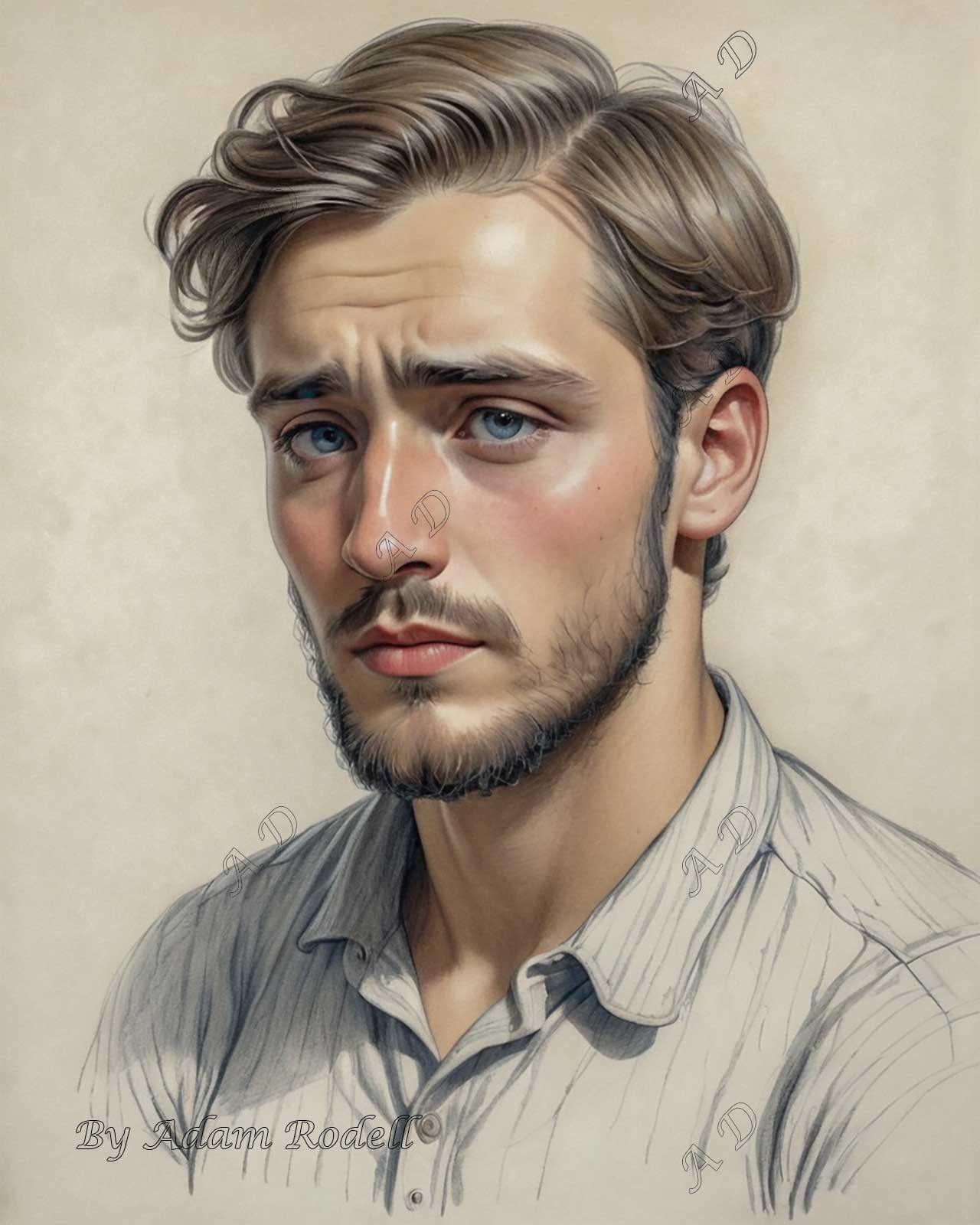 PORTRAITS OF MEN: PENCIL. Art by Adam Rodell