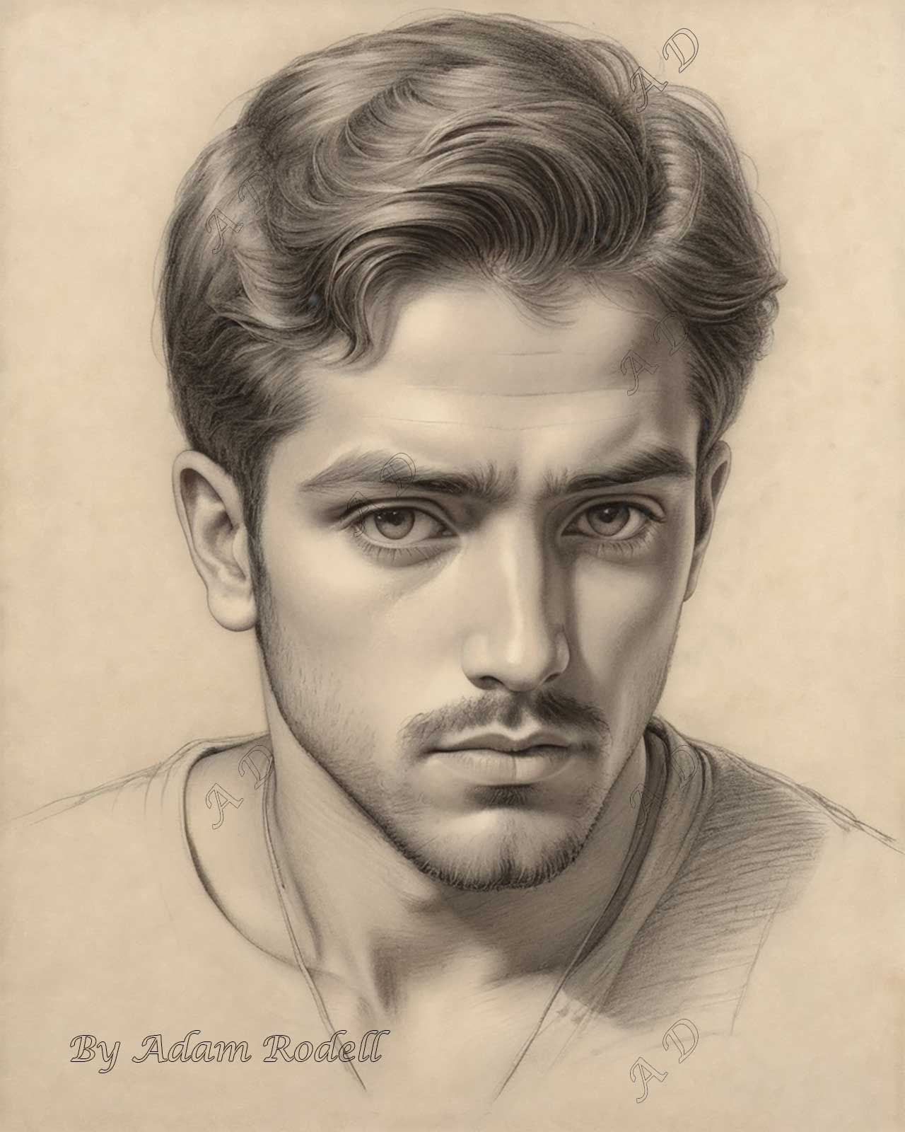 PORTRAITS OF MEN: PENCIL. Art by Adam Rodell