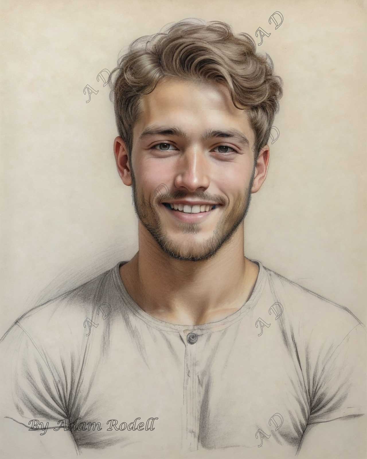 PORTRAITS OF MEN: PENCIL. Art by Adam Rodell