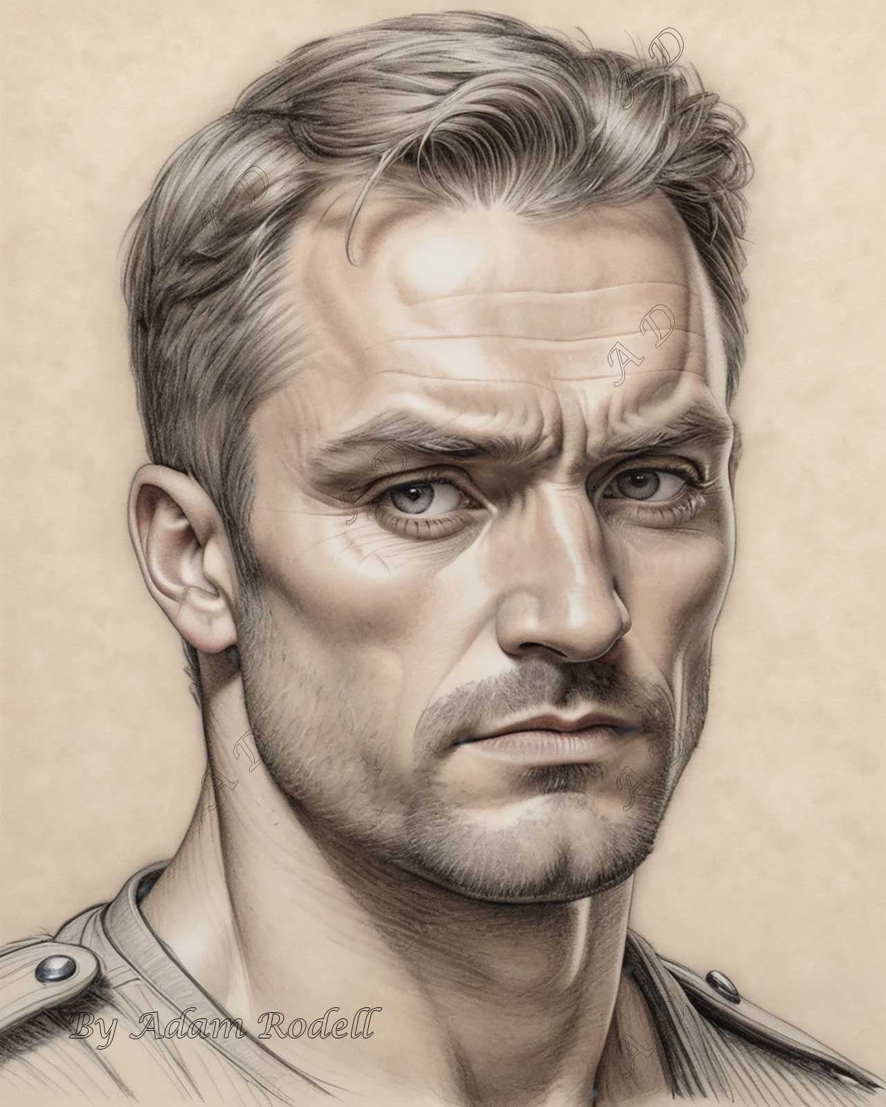 PORTRAITS OF MEN: PENCIL. Art by Adam Rodell