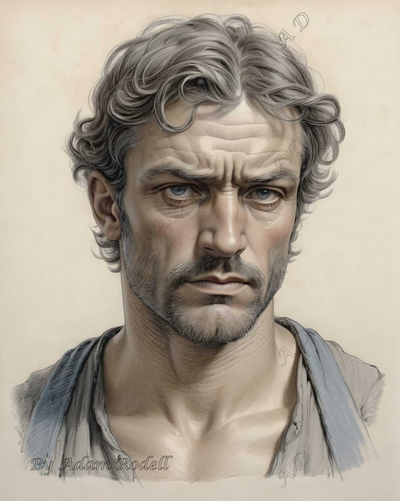 PORTRAITS OF MEN: PENCIL. Art by Adam Rodell