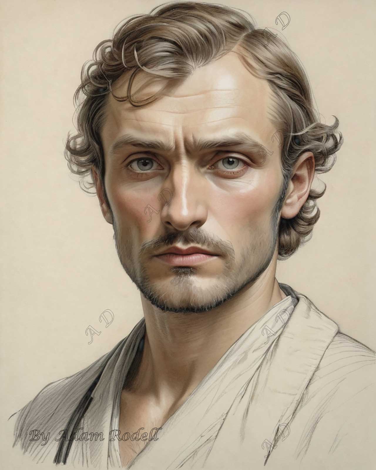 PORTRAITS OF MEN: PENCIL. Art by Adam Rodell