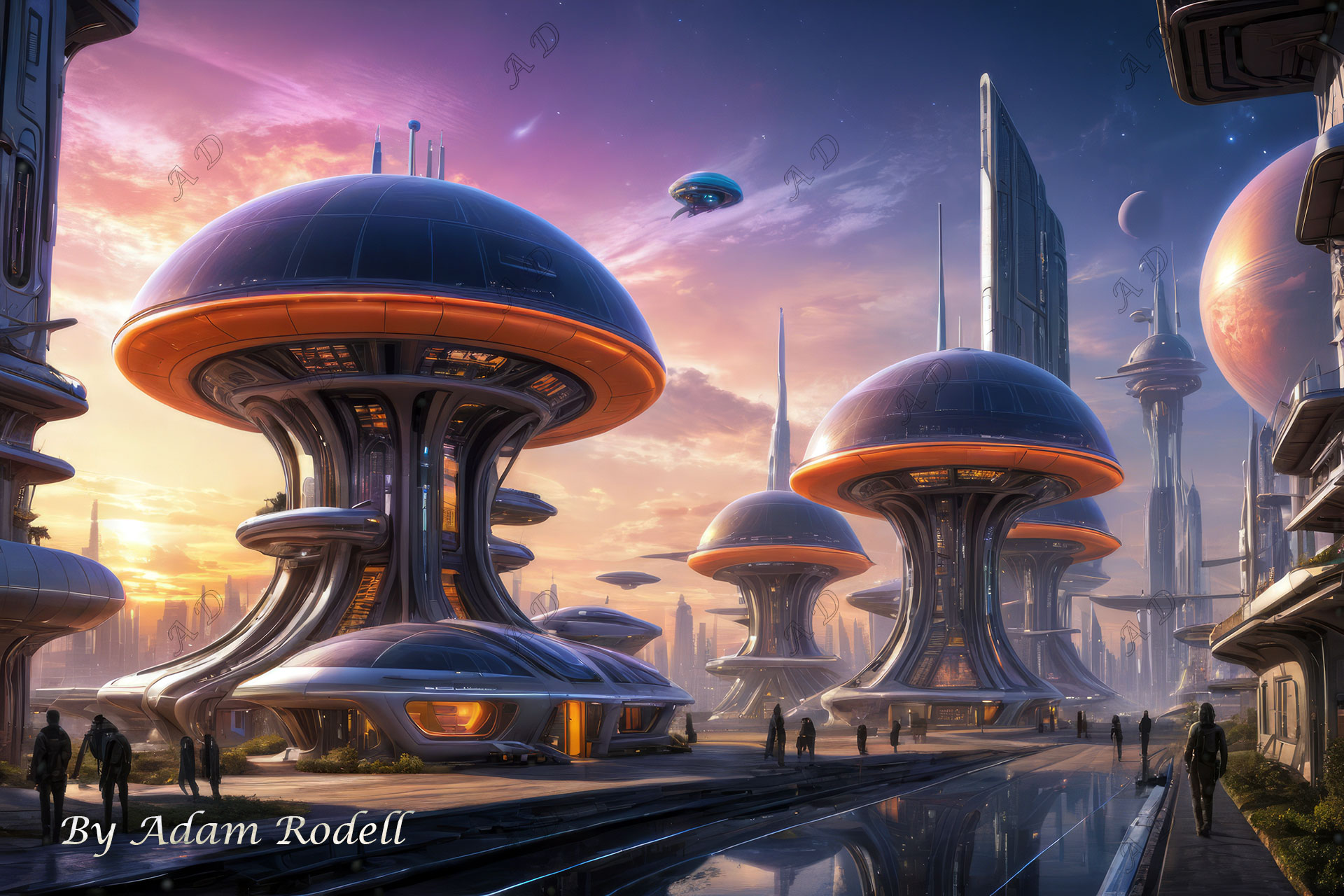Sci-Fi PLACES. Art by Adam Rodell